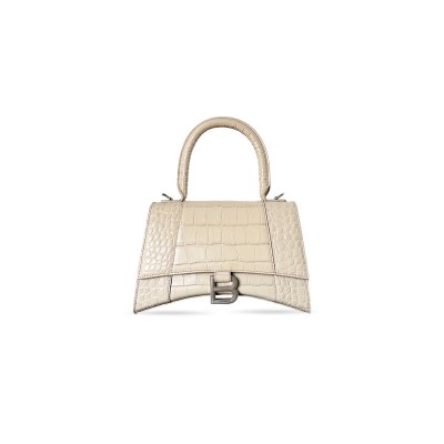 BALENCIAGA WOMEN'S HOURGLASS HANDBAG SMALL IN BEIGE GRAY 5935461LR7Y6310 (22.9*15*9.9cm)